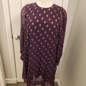 Calvin Klein Maroon and Gold Baby doll dress. NWT. Size 12